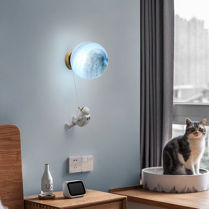 Creative Moon Astronaut 1-Light LED Wall Sconce Lamp