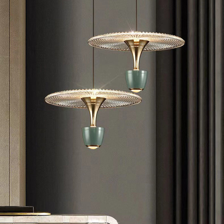 Moderne Luxus-Disc-Elektroplattierte Aluminium-LED-Pendelleuchte 
