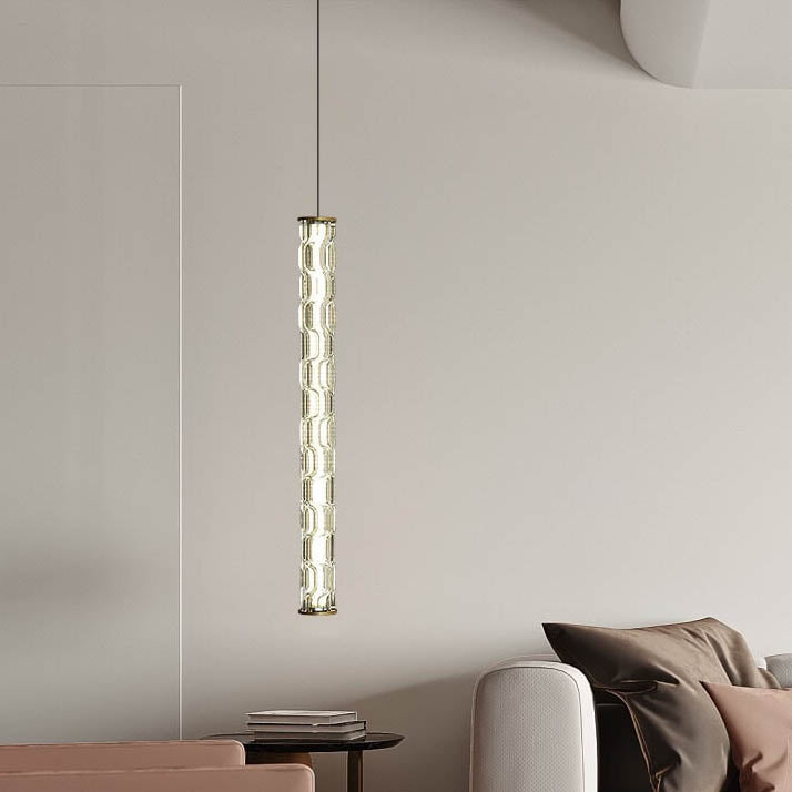 Moderne LED-Kronleuchter mit langem Balken und strukturiertem Glas, 1-flammig 