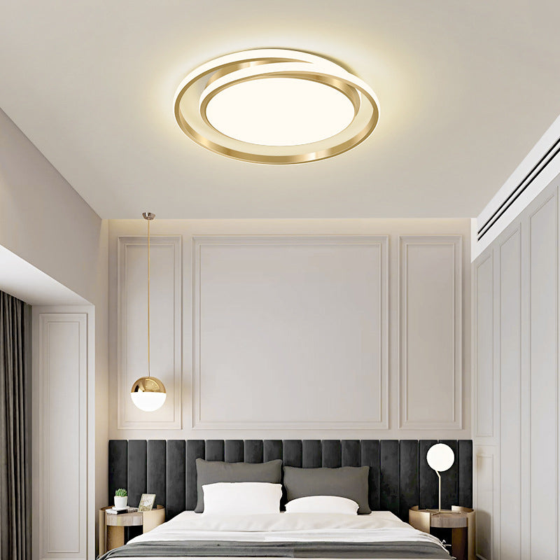 Plafonnier LED à montage encastré, lumière moderne et de luxe, cercle doré 
