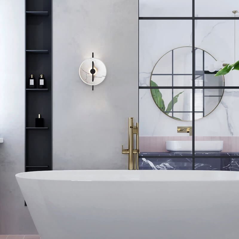 Minimalist Resin Marble Round LED Wall Sconce Lamp