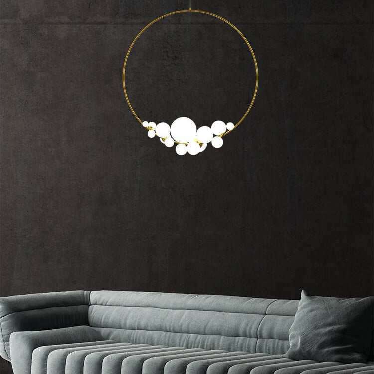 Moderne Minimalistische Kreis Glas Kugel LED Kronleuchter 