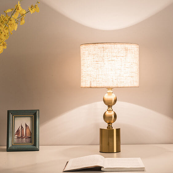 Modern Luxury Fabric Metal Ball Base 1-Light Table Lamp