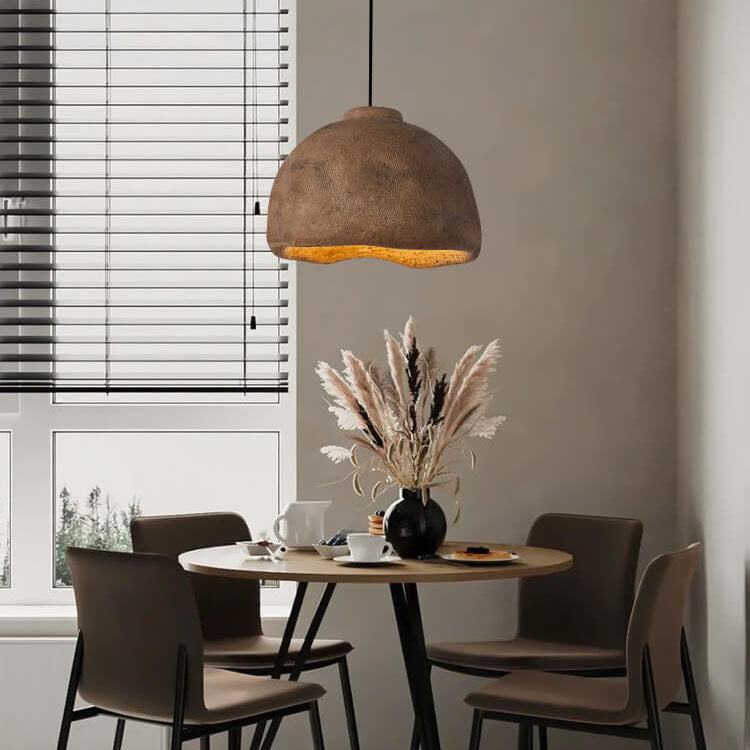Lampe suspendue rétro à 1 lumière en forme de dôme en polystyrène faite à la main 