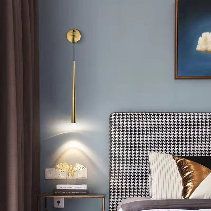 Lámpara Aplique de Pared de Lujo Minimalista de Una Luz en Tira Larga de Oro 