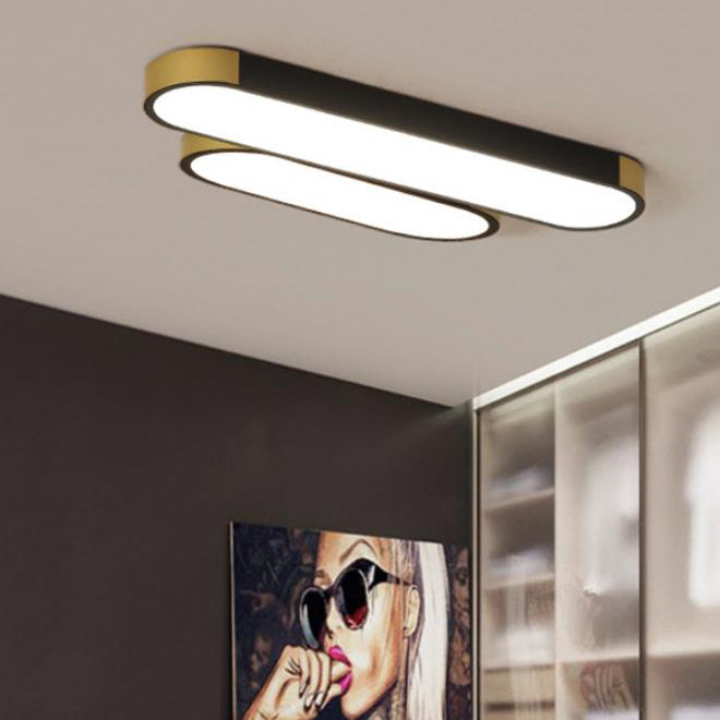 Modern Minimalist Rectangular Ring LED Flush Mount Ceiling Light