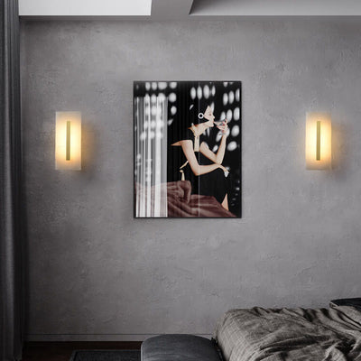 Lampe murale à LED 1 lumière en laiton carré en marbre chinois de luxe 