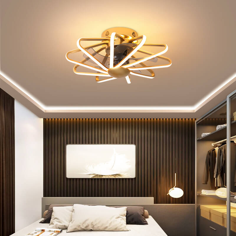 Nordic Cage Shape LED Semi-Flush Mount Ceiling Fan Light