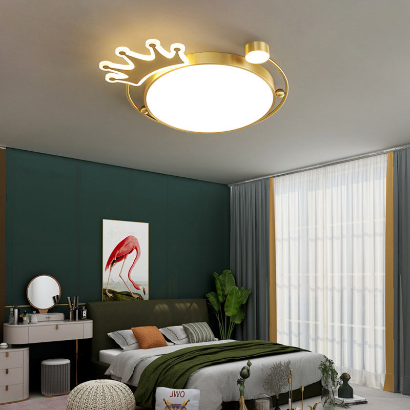 Nordic Creative Crown Brass LED Flush Mount Ceiling Light