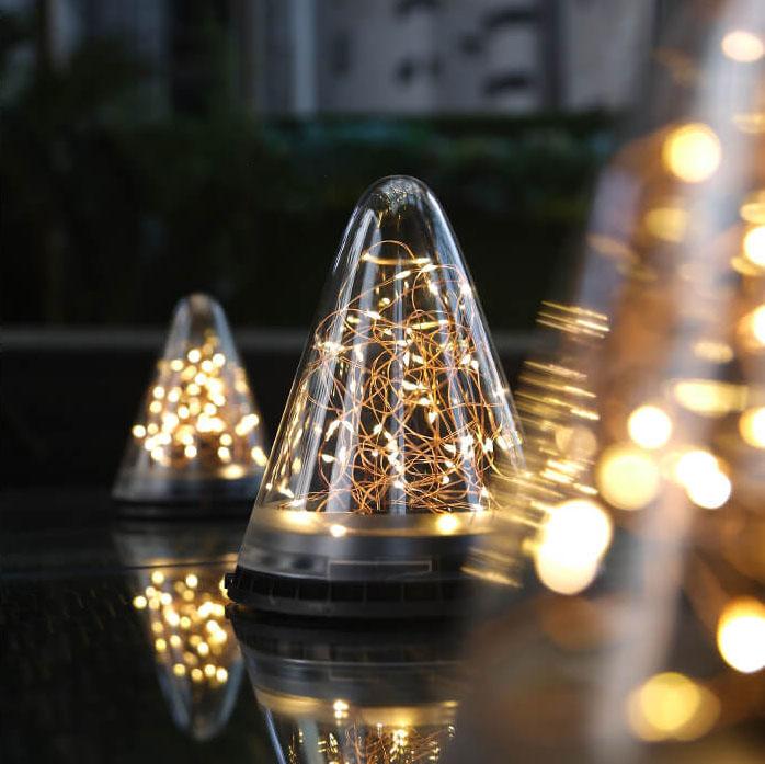 Lumière de jardin décorative étanche en forme de cône solaire 