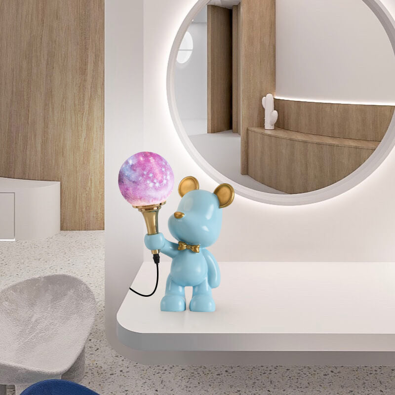Creative Cartoon Bear Resin 1-Light Night Light Table Lamp