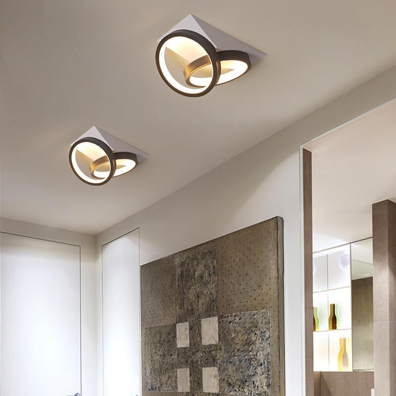 Modern Minimalist Circle 2-Light LED Semi-Flush Mount Ceiling Light