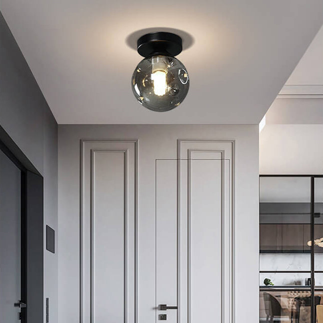 Nordic Glass Orb 1-Light LED Semi-Flush Mount Ceiling Light