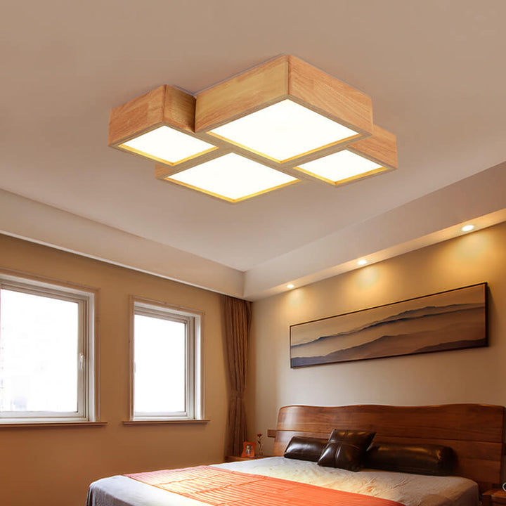 Luz de techo empotrada LED cuadrada de madera maciza nórdica 