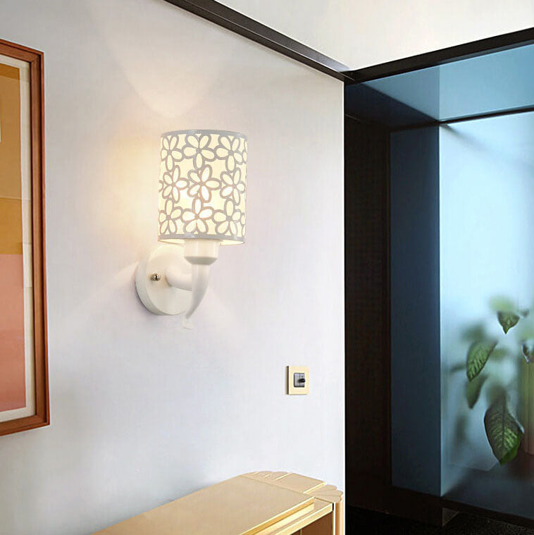 Modern Column Floral Shade 1-Light Wall Sconce Lamp