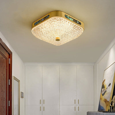 Simple Square Round Acrylic Brass LED Flush Mount Ceiling Light