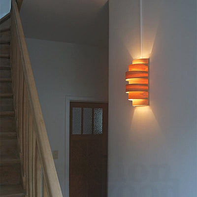 Vintage Wood Veneer 1-Light Wall Sconce Lamp