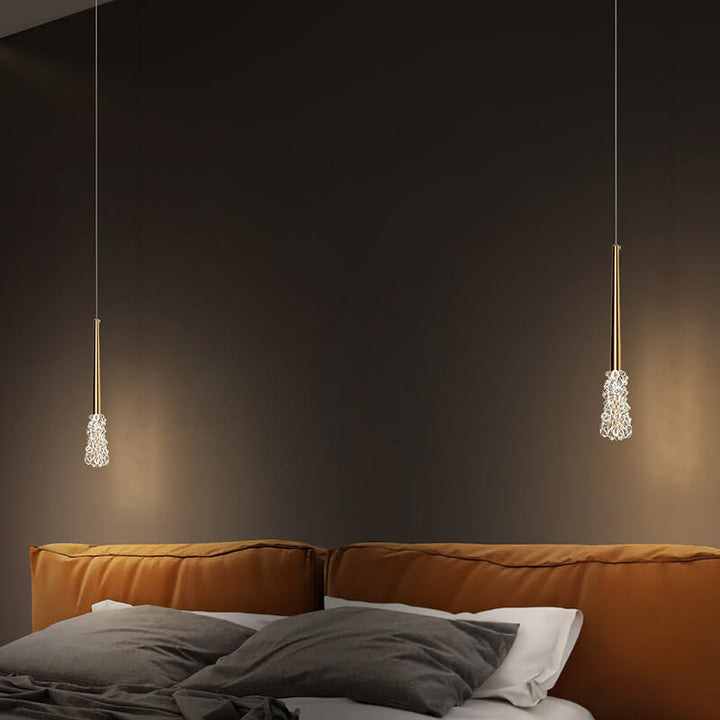 Moderne Kupfer-Klarglas-Tapered 1/2 Licht Pendelleuchte 