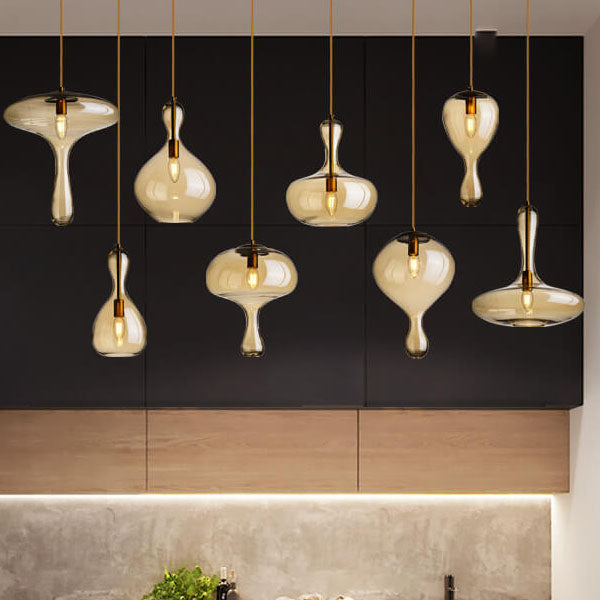 Moderne minimalistische geometrische Bernsteinflasche 1-Licht Pendelleuchte 