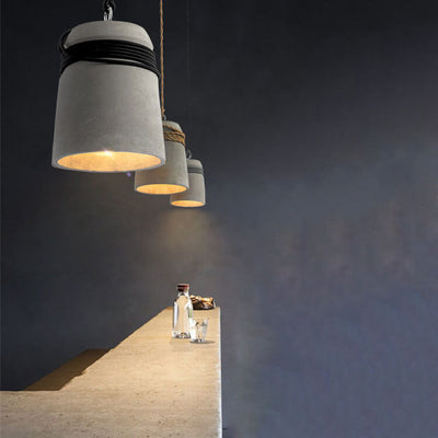 Industrial Cement Column Rope Wire 1-Light Pendant Light