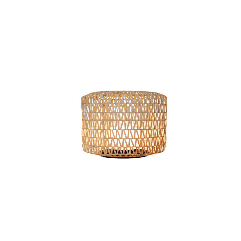 Lámpara de pie para jardín exterior de 1 luz, impermeable, con columna de ratán de plástico de estilo japonés tradicional 