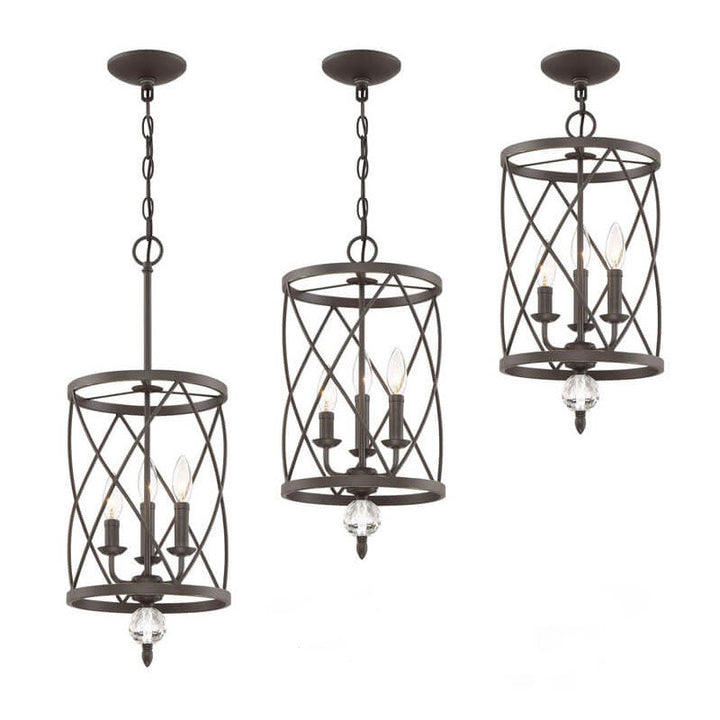 Lustre industriel à 3 lumières en forme de grille croisée en fer forgé 