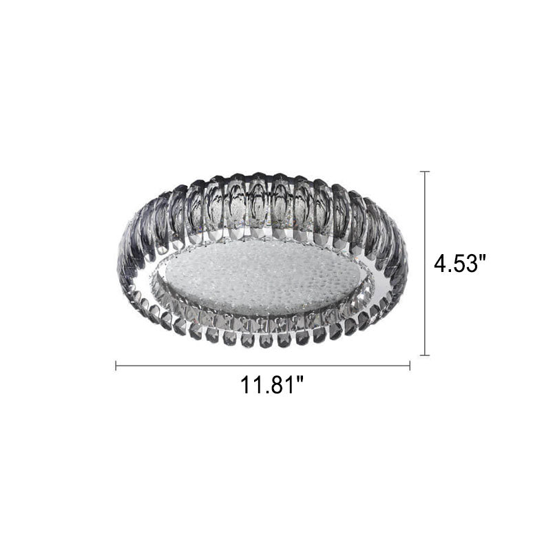 European Light Luxury Round Crystal Stainless Steel LED Flush Mount Lighting