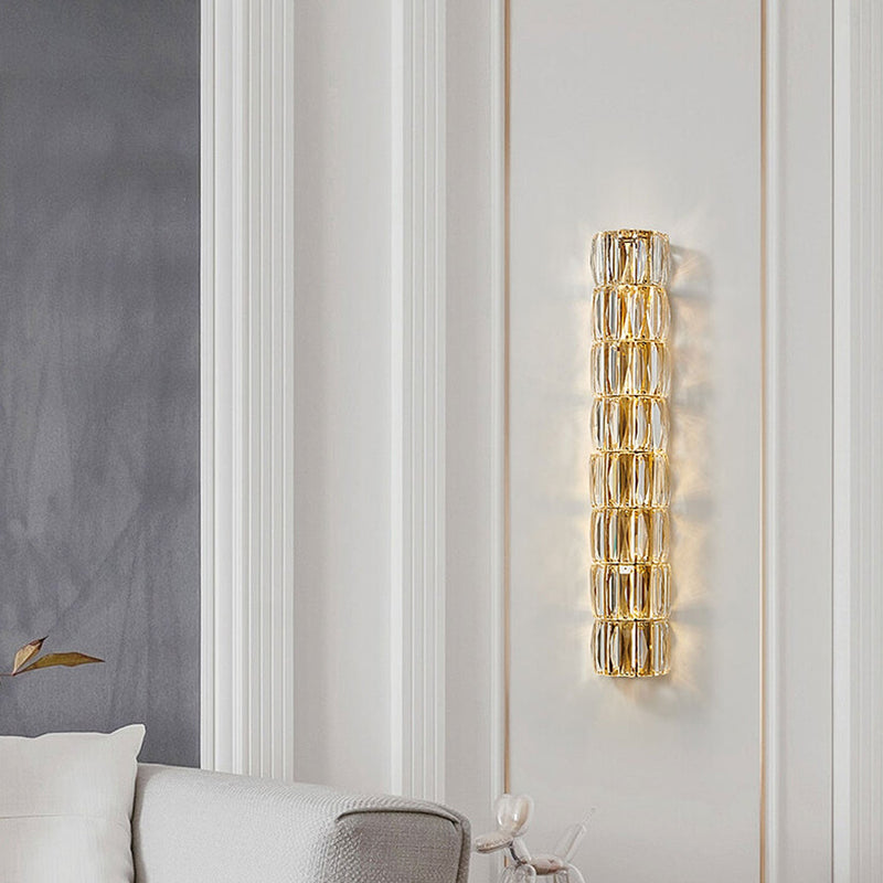 Französische leichte Luxus-Kristallsäulen-LED-Wandleuchte 
