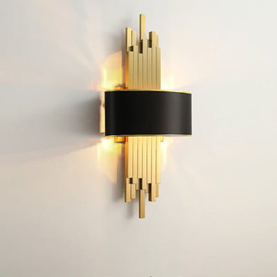 Modern Fabric Hardware Column 2-Light  Wall Sconce Lamp