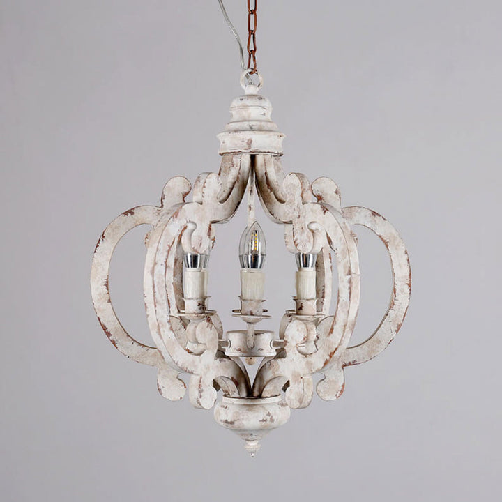 Contemporary Creative Industrial Wooden Candle Design 6-Light Chandelier For Living Room