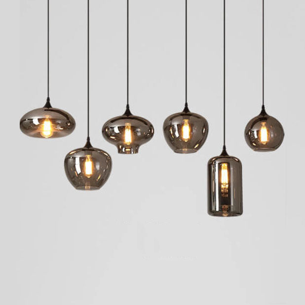 Modern Smoke Gray Glass 1-Light LED Pendant Light