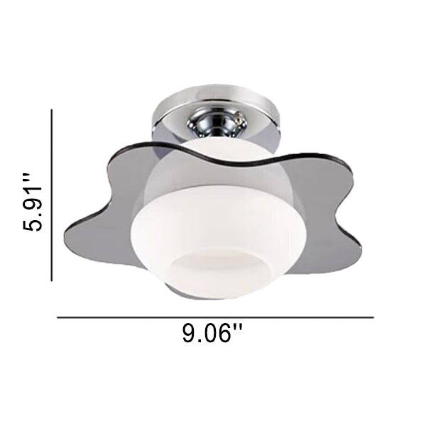 Moderne kreative Glasrunde Spitze 1-Licht Semi-Flush Deckenleuchte 