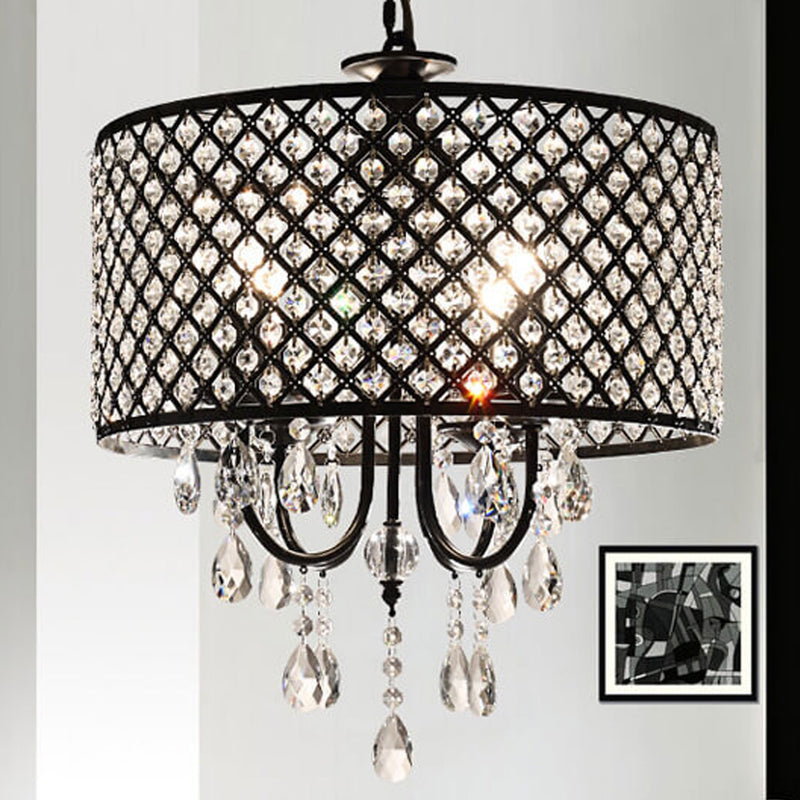 Modern Luxury Crystal Branch Round 4-Light Chandelier