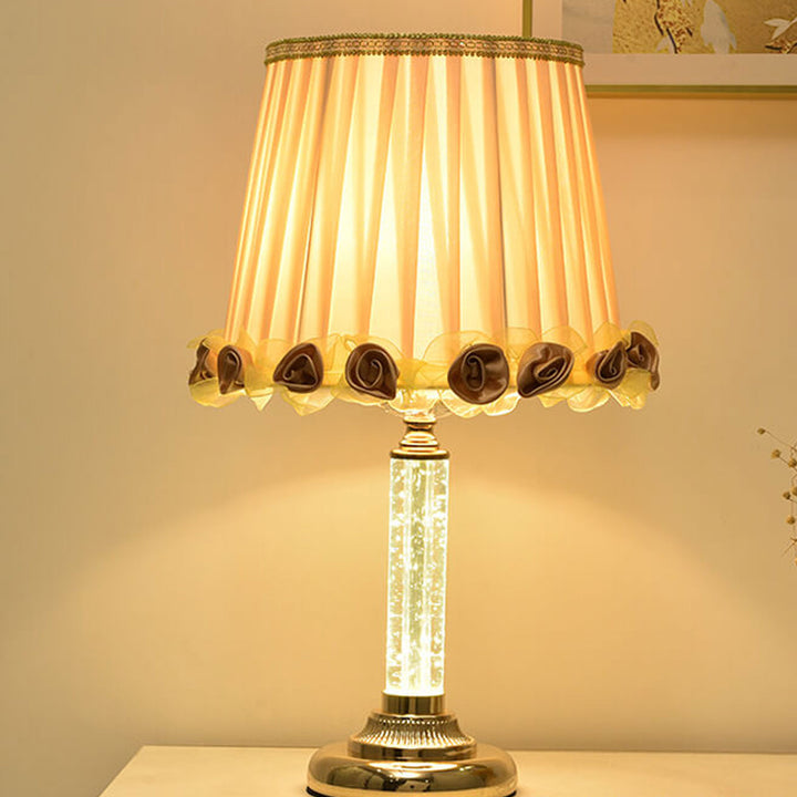European Crystal Brightness Adjustable Remote Control 1-Light Table Lamp