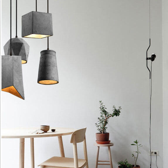 Simplicidad Industrial Lámpara Colgante Geométrica de Cemento de 1 Luz 