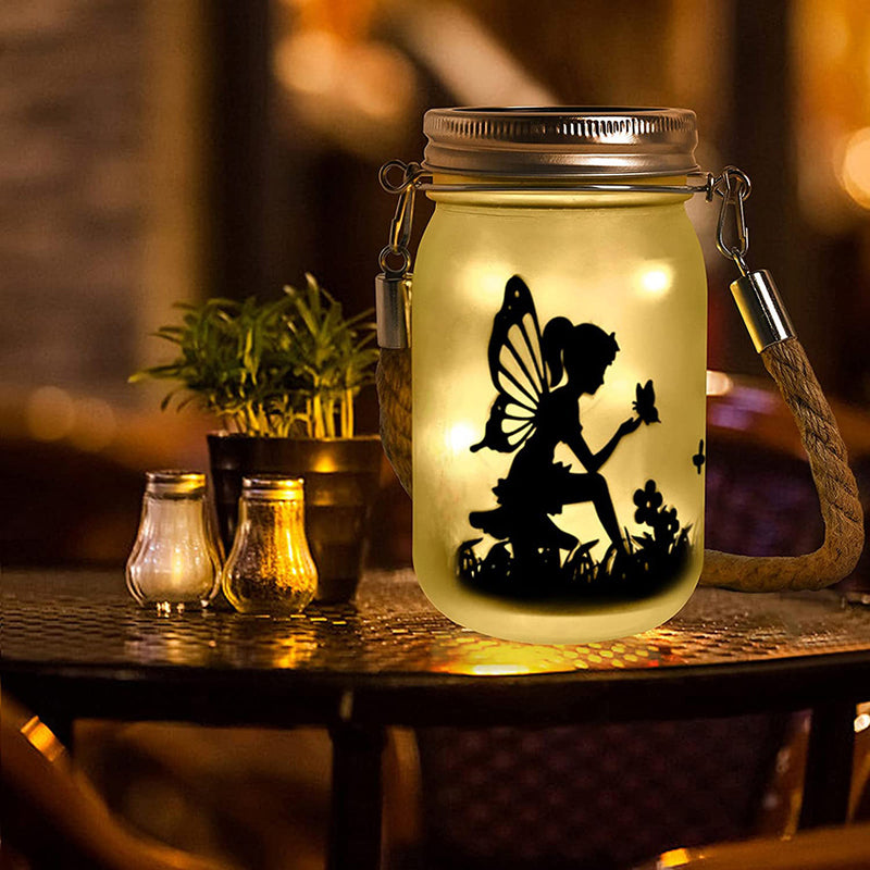 مصباح LED خارجي على شكل جرة زجاجية مثلجة من Solar Creative Fairy 