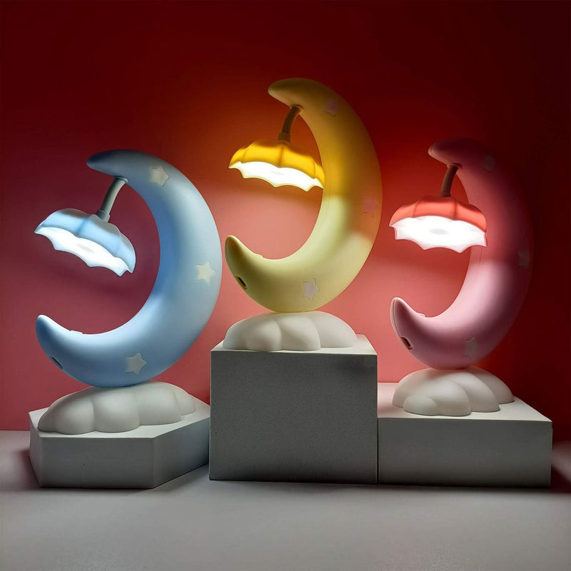 Lampe de table LED de nuit avec protection des yeux en forme de bateau de lune de dessin animé 