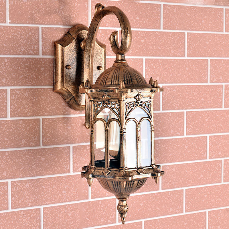 European Vintage Outdoor Waterproof 1-Light Metal Wall Sconce Lamp