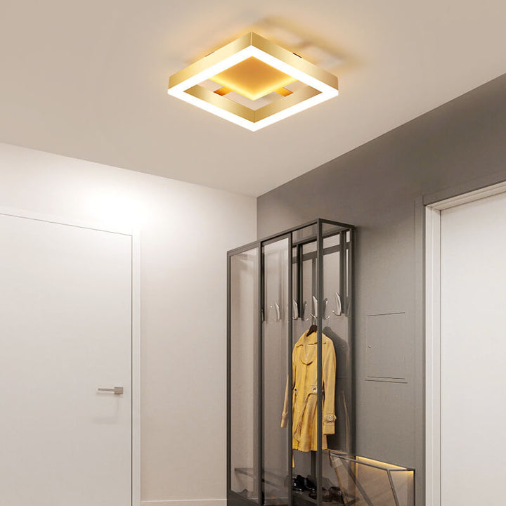 Plafonnier LED moderne carré et rond semi-encastré 