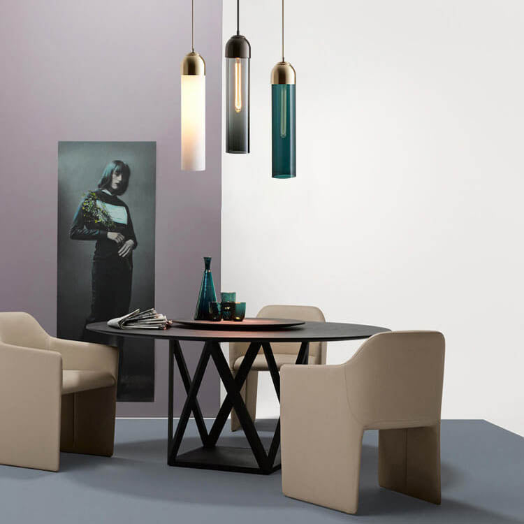 Minimalist Tube-Shaped Glass 1-Light LED Pendant Light