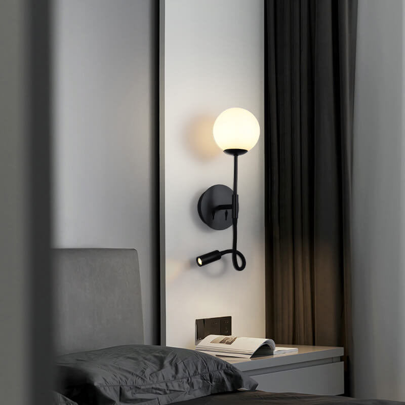 Modern Round Glass Ball Silicone Hose 1-Light Wall Sconce Lamp