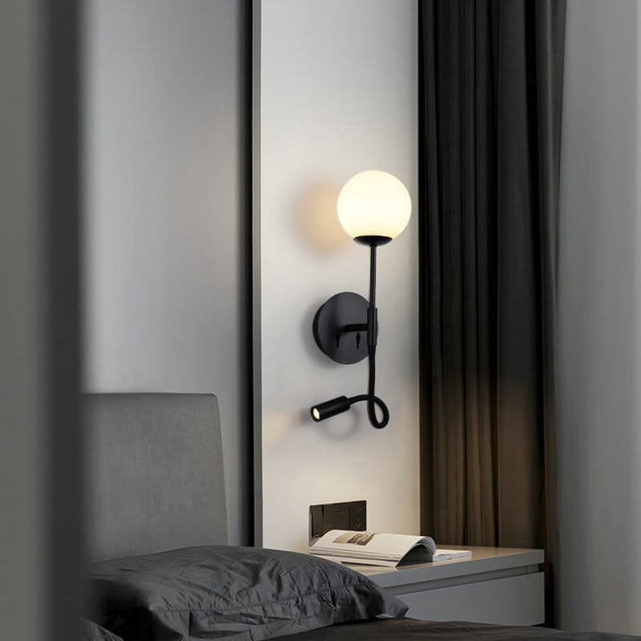 Modern Round Glass Ball Silicone Hose 1-Light Wall Sconce Lamp