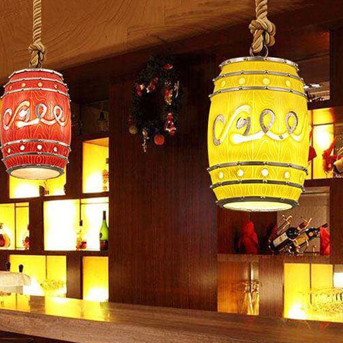 Vintage Wine Barrel Resin 1-Light Pendant Light
