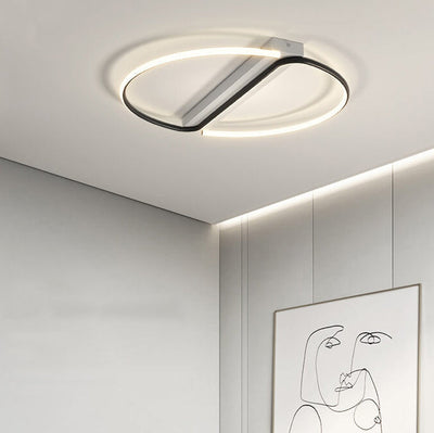 Minimalist Black and White Round LED Flush Mount Ceiling Light