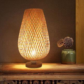 Modern Bamboo Weaving Oval 1-Light Table Lamp