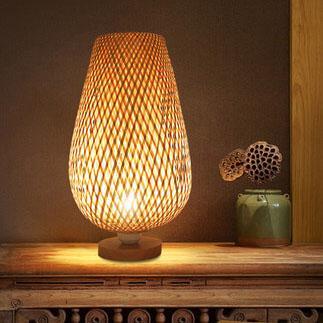 Moderne Bambusweberei Oval 1-Licht Tischlampe 