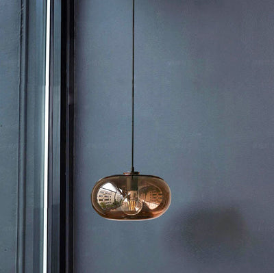 Nordic Color Glass Oval Dome 1-Light Pendant Light