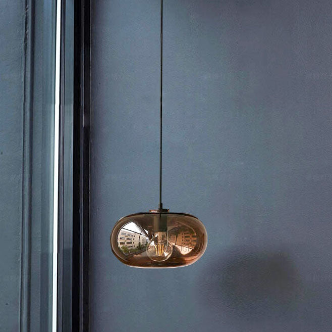 Nordic Color Glass Oval Dome 1-Light Pendant Light