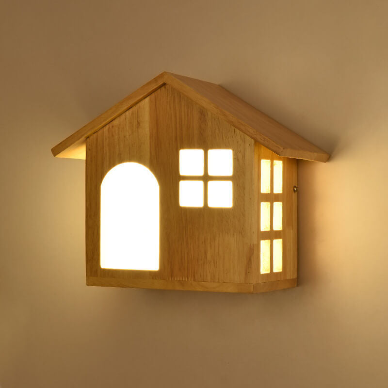 Moderne hölzerne kleine Haus-LED-japanische dekorative Wandleuchte-Lampe 