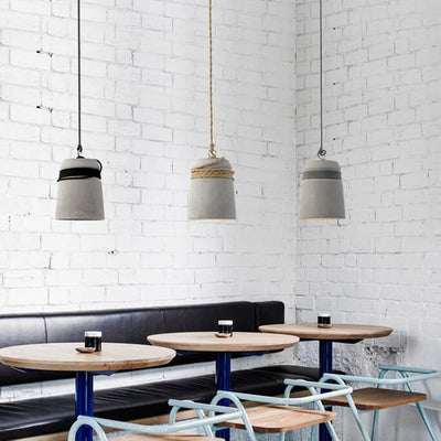 Industrial Cement Column Rope Wire 1-Light Pendant Light